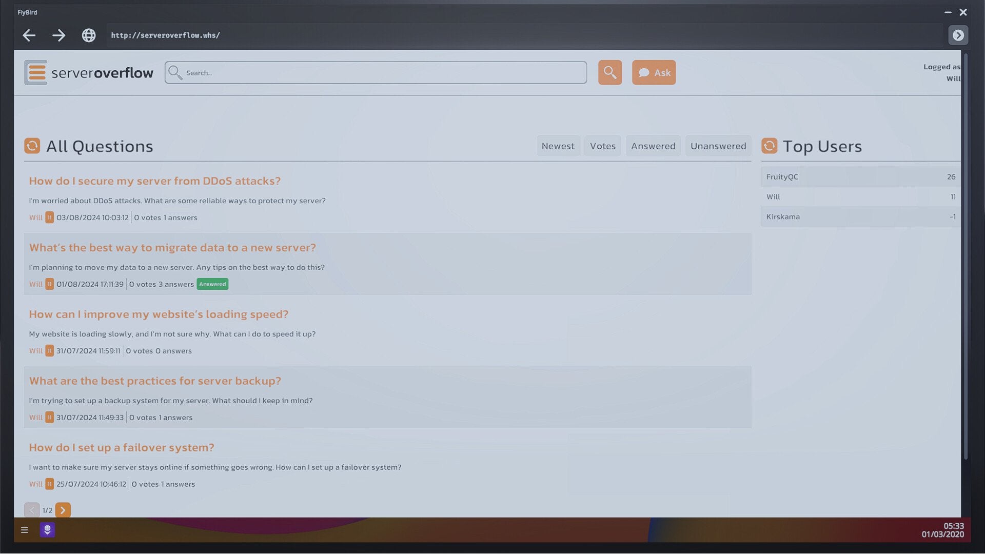 Web Host Simulator